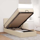 vidaXL Otomanski posteljni okvir z vzmetnico krem 90x190 cm blago, (21611496) | Shoptok.si