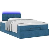 vidaXL Otomanski posteljni okvir z vzmetnico moder 120x190 cm žamet | Shoptok.si