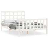 Maison Chic Posteljni okvir - Dvoposteljna postelja - Zakonska postelja z vzglavjem bel trden les-J15788, (21767982) Cene