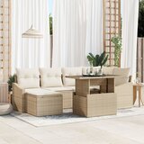 vidaXL Vrtni Sofa Set Set od 7 Bež Ratan, Poliester Vrtni Sofa Set Cijene