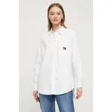 Tommy Jeans Bombažna srajca ženska, bela barva