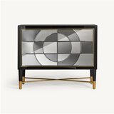 Burkina Crna/u srebrnoj boji staklena niska komoda 102x81 cm Isabella – | shoptok.hr