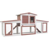 vidaXL Zunanji velik zajčnik rjav in bel 204x45x85 cm les, (20802454) | Shoptok.si