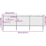  Vrtna ograda s obručem na vrhu Čelik 537x150 cm Crna | shoptok.hr