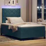  LED Box Spring Krevet Tamno plava 120 x 200 cm Baršun | shoptok.hr