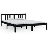  Okvir za krevet od masivnog drva crni 150 x 200 cm veliki | shoptok.hr