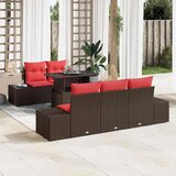 Set sofe s jastukom 6 pcs Smeđa i crvena poliratan | shoptok.hr