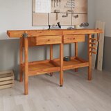 vidaXL Radni stol s ladicama i škripcima 162x62x83 cm od drva bagrema Cijene