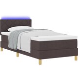 vidaXL Postelja za box spring z vzmetnico in LED Temno rjava 90x200 cm Tkanina, (22080974) | Shoptok.si