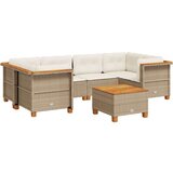 vidaXL Vrtna sedežna garnitura 7-delna z blazinami bež poli ratan | Shoptok.si