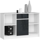 AKORD KOMODA B-17 120 cm 1 Predal 1 Vrata BELO / GRAFITNI SJAJ, (21703254) | Shoptok.si