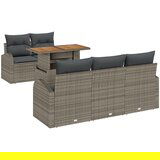 vidaXL 6 delni set vrtnega kavča z blazinami siva poly rattan, 2-sedežni vrtni kavč s shranjevanjem in blazinami siva poly rattan | Shoptok.si