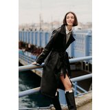 Defacto Waterproof Regular Fit Faux Leather Trench Coat cene