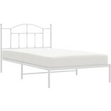  Metalni okvir za krevet s uzglavljem bijeli 107x203 cm | shoptok.hr