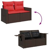  Vrtna garnitura - 7-dijelni set vrtnih sofa od poliratana s jastucima smeđi - Smeđa sa spremištem 7 | shoptok.hr