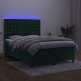  box spring s madracem LED tamnozeleni 140x200 cm baršun | shoptok.hr