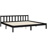 vidaXL Posteljni okvir z vzglavjem črn 200x200 cm trden les | Shoptok.si