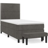 Box spring krevet s madracem tamnosivi 90x200 cm baršunasti | shoptok.hr