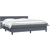 vidaXL Box spring postelja z vzmetnico temno siva 180x210 cm žamet | Shoptok.si