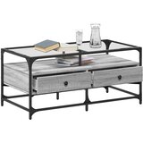 Stolić sa staklenom površinom boja hrasta 98,5x50x45 cm čelik | shoptok.hr