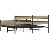Metalni Kovinski posteljni okvir brez vzmetnice sonoma hrast 183x213 cm, (21608083) | Shoptok.si