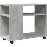 vidaXL Stranska mizica s koleščki betonsko siva 70x35x60 cm inž. les | Shoptok.si