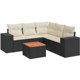 Maison Chic Seti vrtnega pohištva - Vrtna garnitura - Vrtni pohištvo set 6-delna z blazinami črna poli ratan, (21803818) | Shoptok.si