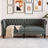  Kavč dvosed Chesterfield temno siva tkanina Cene