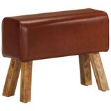 vidaXL Telovadna klop 58 cm rjava pravo usnje in trden mangov les | Shoptok.si