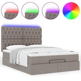  Otomanski krevet s madracem i LED smeđesivi 140x200 cm tkanine | shoptok.hr
