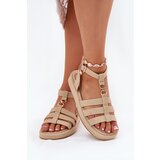 Boto Ladies Platform Sandals With Golden Detail Beige Kartia | Shoptok.si