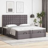 vidaXL Otomanski posteljni okvir z vzmetnicami siv 200x200cm um. usnje | Shoptok.si