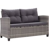 The Living Store Vrtni kavč dvosed z blazinami siv 124 cm poli ratan - Vrtni Kavč, (21466518) Cene
