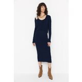 Trendyol navy blue fitted midi knitwear cardigan dress suit Cene