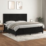 The Living Store Box spring postelja z vzmetnico črna 200x200 cm žamet - Box Spring Postelja, (21438464) Cene