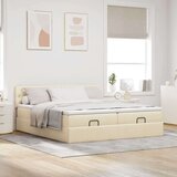  Otomanski posteljni okvir z vzmetnicami krem 160x200 cm blago, (21653206) | Shoptok.si