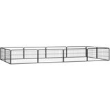  Pasja ograda z 12 paneli črna 100x50 cm prašno barvano jeklo - - črna - 19.8 - 400 x 200 x 50 cm - 2025- | Shoptok.si