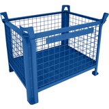 Heson zaboj za zlaganje z dnom iz jeklene pločevine, dxš 800 x 600 mm, moder lak | Shoptok.si