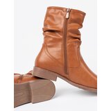 Shelvt Comfortable caramel ankle boots with ruffles | shoptok.hr