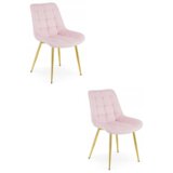  BERA stolica - svijetlo ružičasti baršun / zlatne noge x 2 | shoptok.hr
