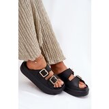 Boto Women's Platform Slippers With Golden Buckles Black Zorila | Shoptok.si