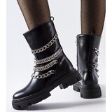 Gemre Black ankle boots with decorative chains Bacco | shoptok.hr