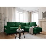 Miuform temno zelena raztegljiva kotna sedežna garnitura iz rebrastega žameta (desni kot) lofty lilly – | Shoptok.si