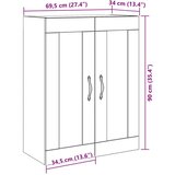  Zidni Ormar s Staklenim Vrata Crni Hrast 69 5x34x90 cm | shoptok.hr