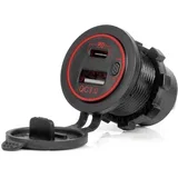 Vodootporni punjač sa prekidačem 1xUSB-C 1xUSB-A