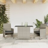 vidaXL Bistro garnitura 3-delna z blazinami svetlo siv poli ratan Cene
