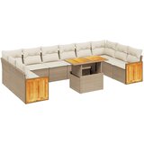 Maison Chic Seti vrtnega pohištva - Vrtna garnitura - Vrtni pohištvo set 11-delna z blazinami bež poli ratan, (21809125) | Shoptok.si