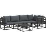 vidaXL Sjedeća garnitura za vrt 6 pcs Crna 70 x 70 x 32 cm Aluminij | shoptok.hr
