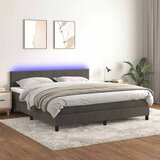  box spring s madracem LED tamnosivi 160x200 cm baršun | shoptok.hr