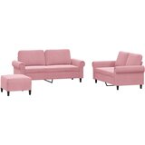  3-dijelni set sofa s jastucima ružičasti baršunasti | shoptok.hr